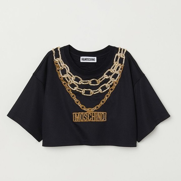 Moschino x H&M Sweater Crop Top Gold Chain Appliqué H&Moschino - Picture 7 of 8